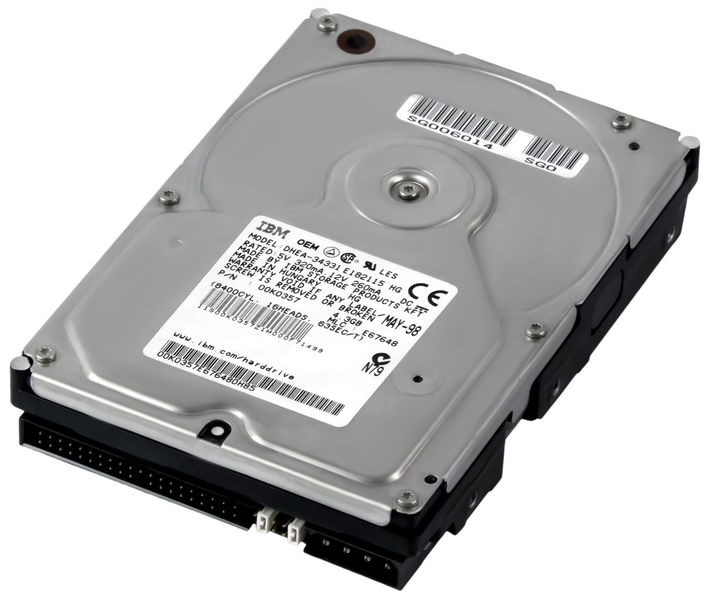 HARD DRIVE IBM DeskStar 8 DHEA-34331 00K0357 4.3GB 5.4K ATA 3.5'' 