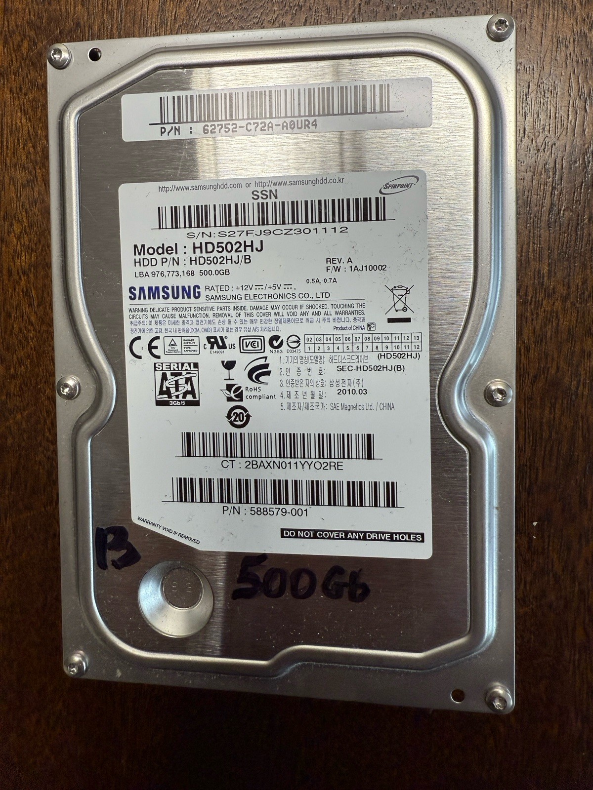 TESTED Samsung Spinpoint F3 (Model:HD502HJ), 500GB I Vernal Hard Disk Drive  #13