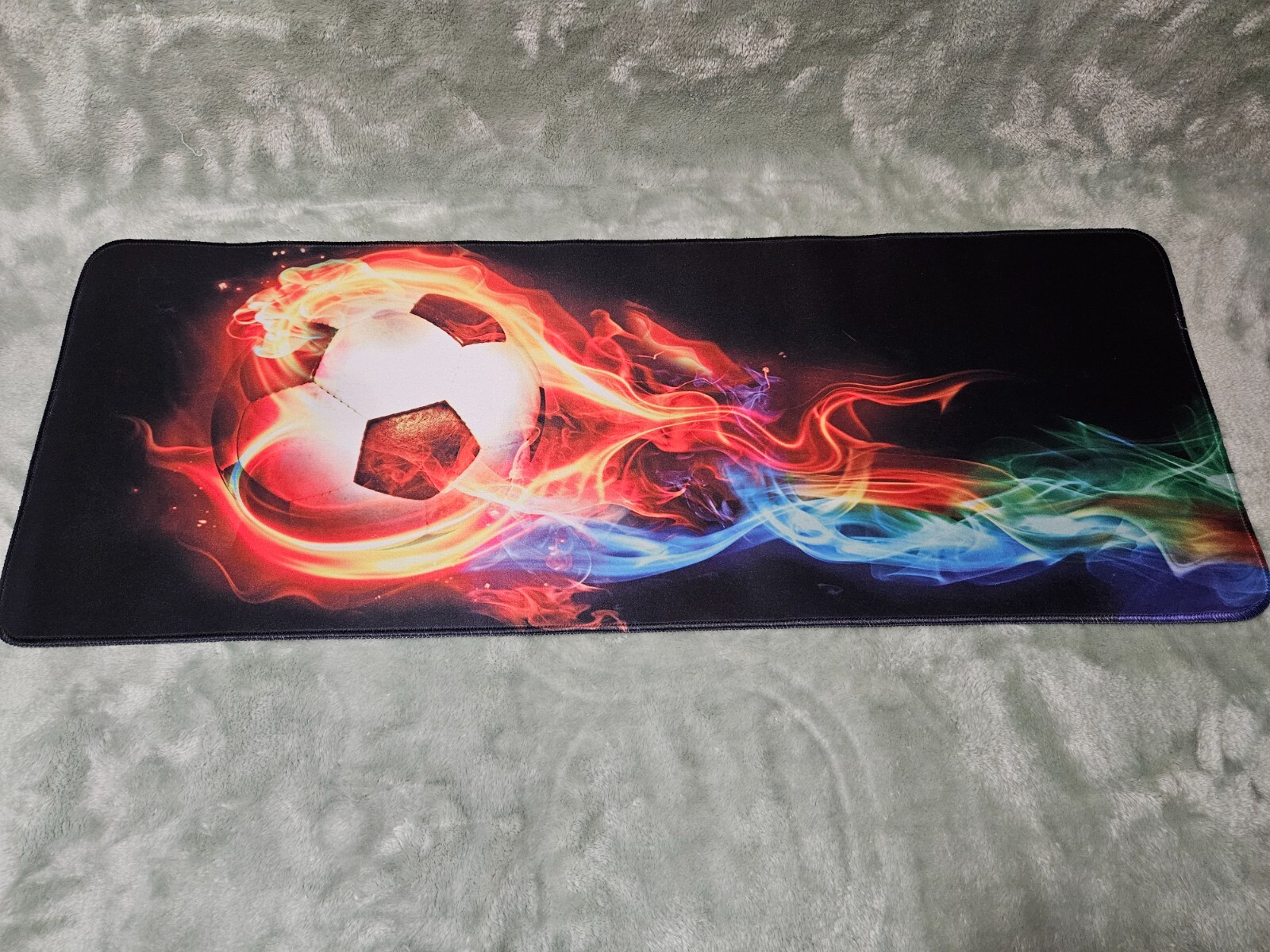 Gaming Mouse Pad Flaming Soccer Ball On Fire Futbol LARGE