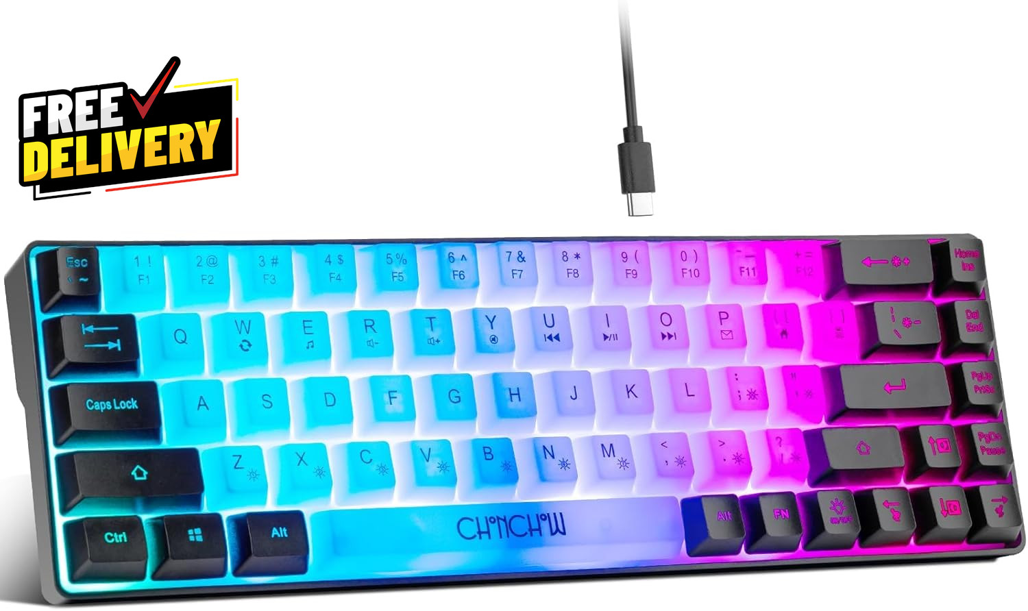 Mini RGB 60% Gaming Keyboard 68 Keys Small Compact USB Wired Rainbow Light.....