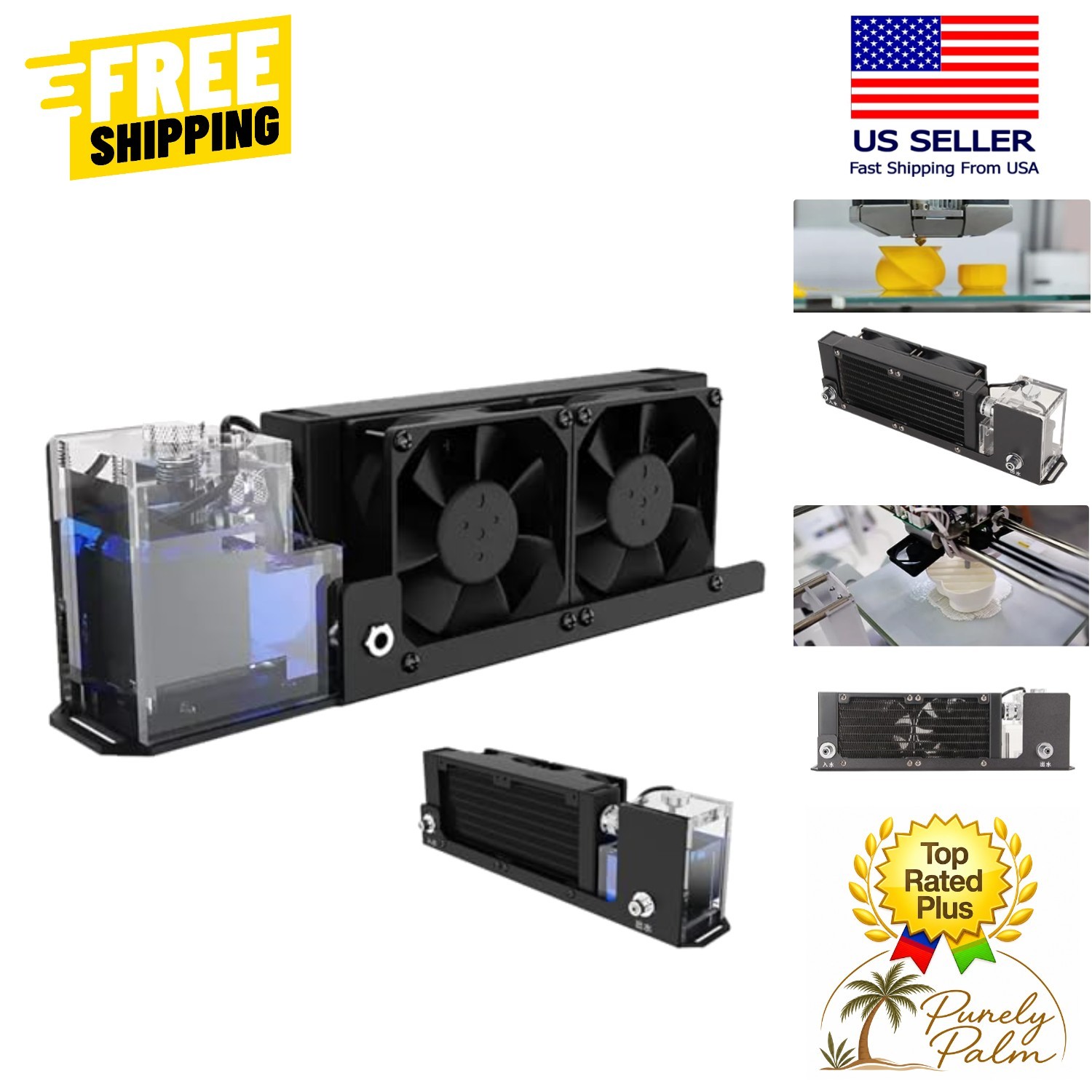 High-Performance Water Cooling System for PC with Dual Fans & Aluminum Design