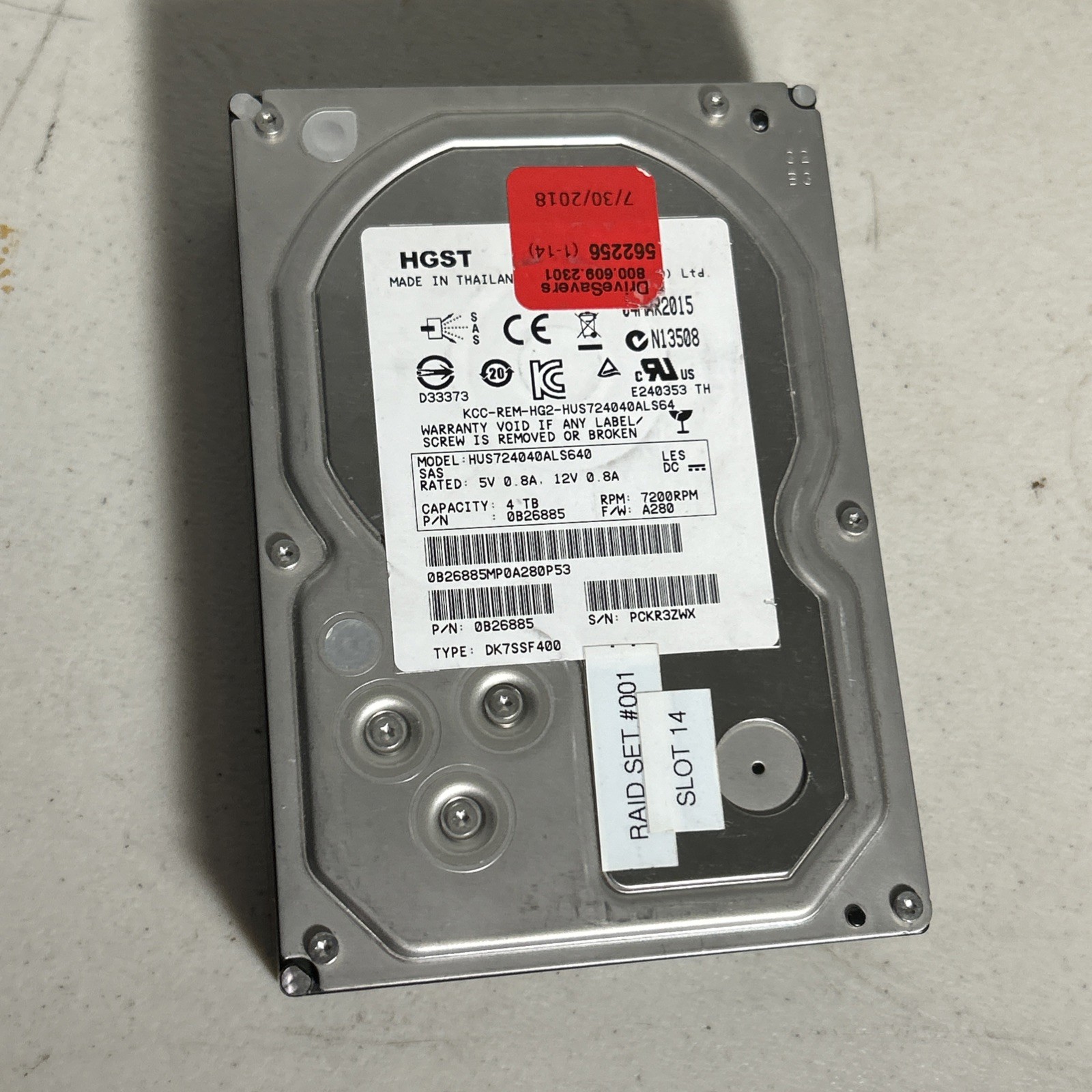 HGST 4TB SAS Hard Drive 3.5" 7200RPM Internal HDD HUS724040ALS640