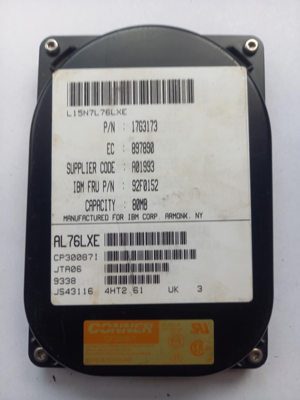 Conner 80 MB,3800 RPM,3.5" (CP300871) Hard Drive