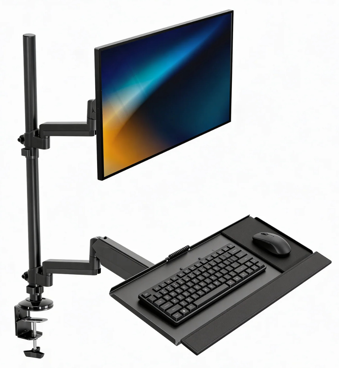 Mount-IT MI-7995 Single Monitor Sit-Stand Desk Mount with Keyboard Tray