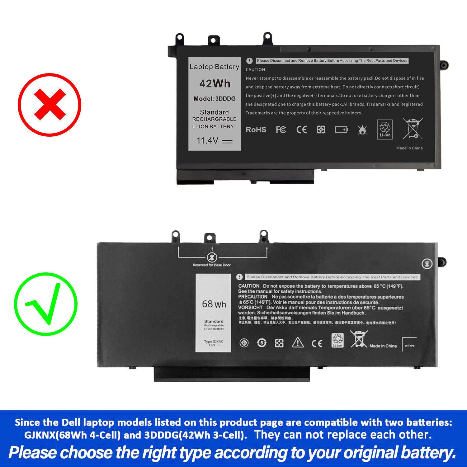 LOT 1-50X GJKNX NEW Battery For Dell Latitude 5580 5491 5280 5480 5490 5495 5590
