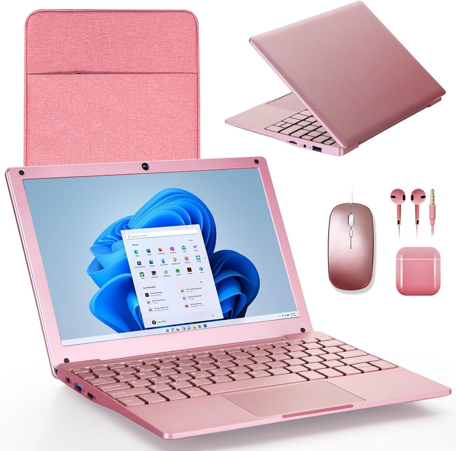 Windows 11 Laptop 10in Quad Core Notebook 8GB+128GB W/Bluetooth WiFi Webcam HDMI