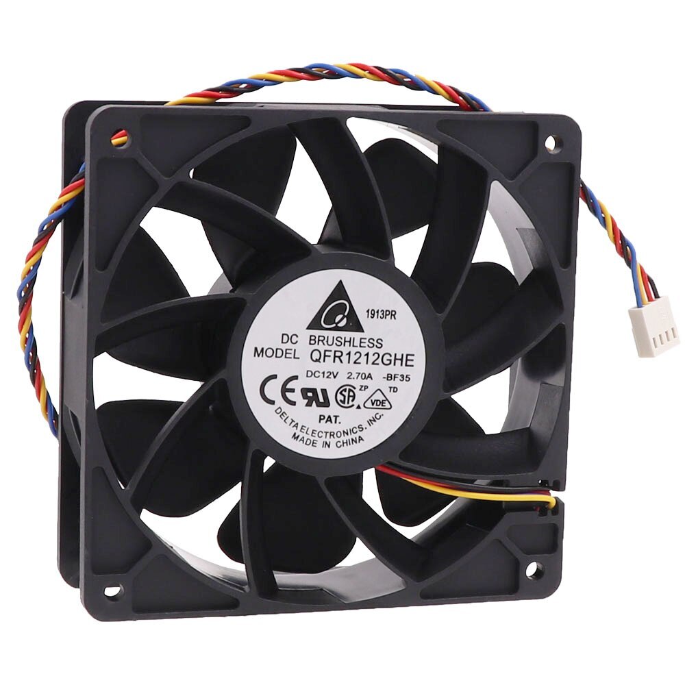 1X For  High Speed GPU Cooling Fan 120X120X38mm DC 12V 2.7A 4wires  QFR1212GHE