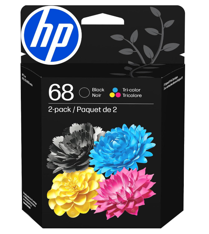 HP 68 Black/Tri-Color Ink Cartridges 2-Pack, 6L6S2TN Packaging May Vary