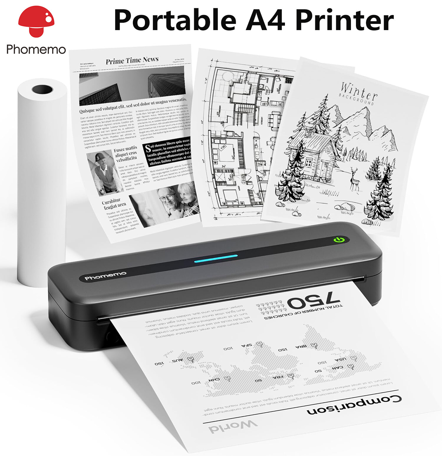 Phomemo 2024 Upgraded M832 Portable Wireless Thermal Printer, Bluetooth (Gray)