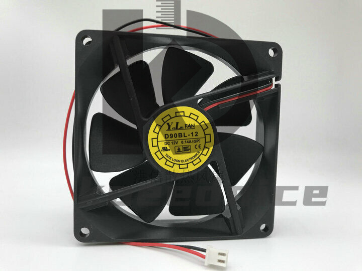 1 PCS  Y.L FAN  D90BL-12   DC 12V 0.14A  9CM 9025 2 Pin  TATE LOON cooling  Fan