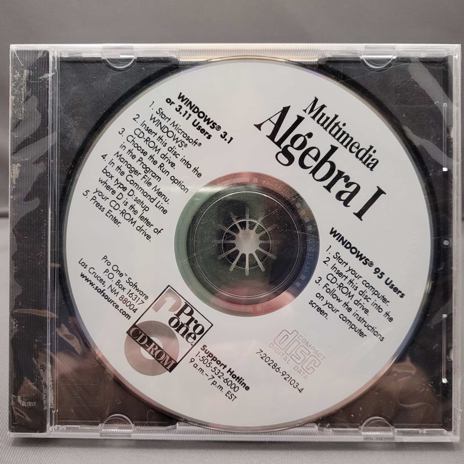 Multimedia Algebra I by Pro One Software (CD-ROM, 1995) *SEALED*