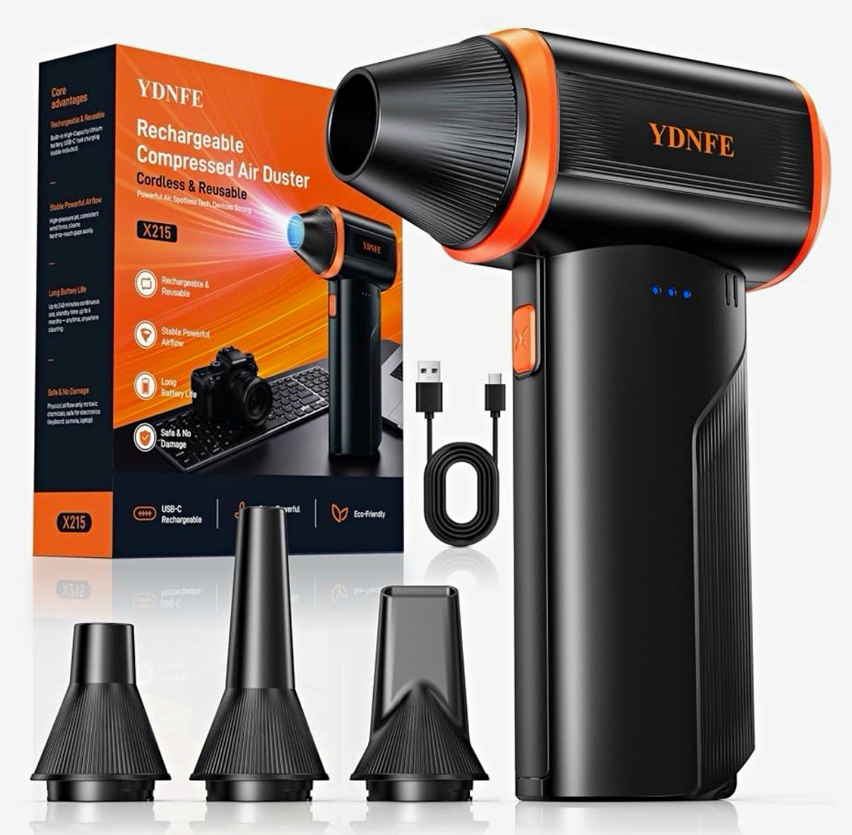Compressed Air Duster 130,000 RPM - Electric, Rechargeable Air Blower