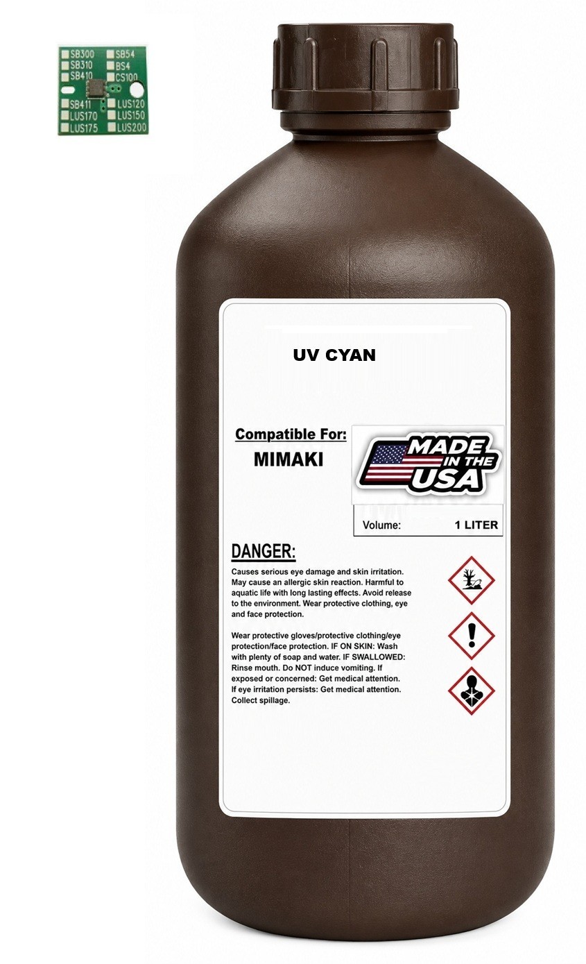 PREMIUM COMPATIBLE UV CURE INK FOR MIMAKI  LUS 120  (1,000 ML BOTTLE) + CHIP