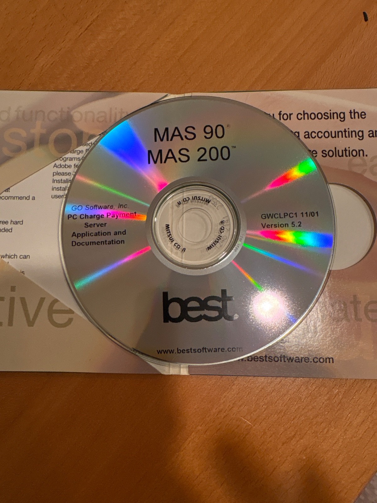 BRAND NEW UNUSED SAGE MAS90 and MAS200 ERP PC Charge Payment server 5.2 CD