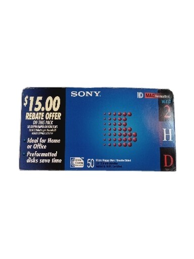 New Old Stock Sony 35MFD-2HD Micro Floppy Disks 3.5" MAC Formatted 35 Pack A74
