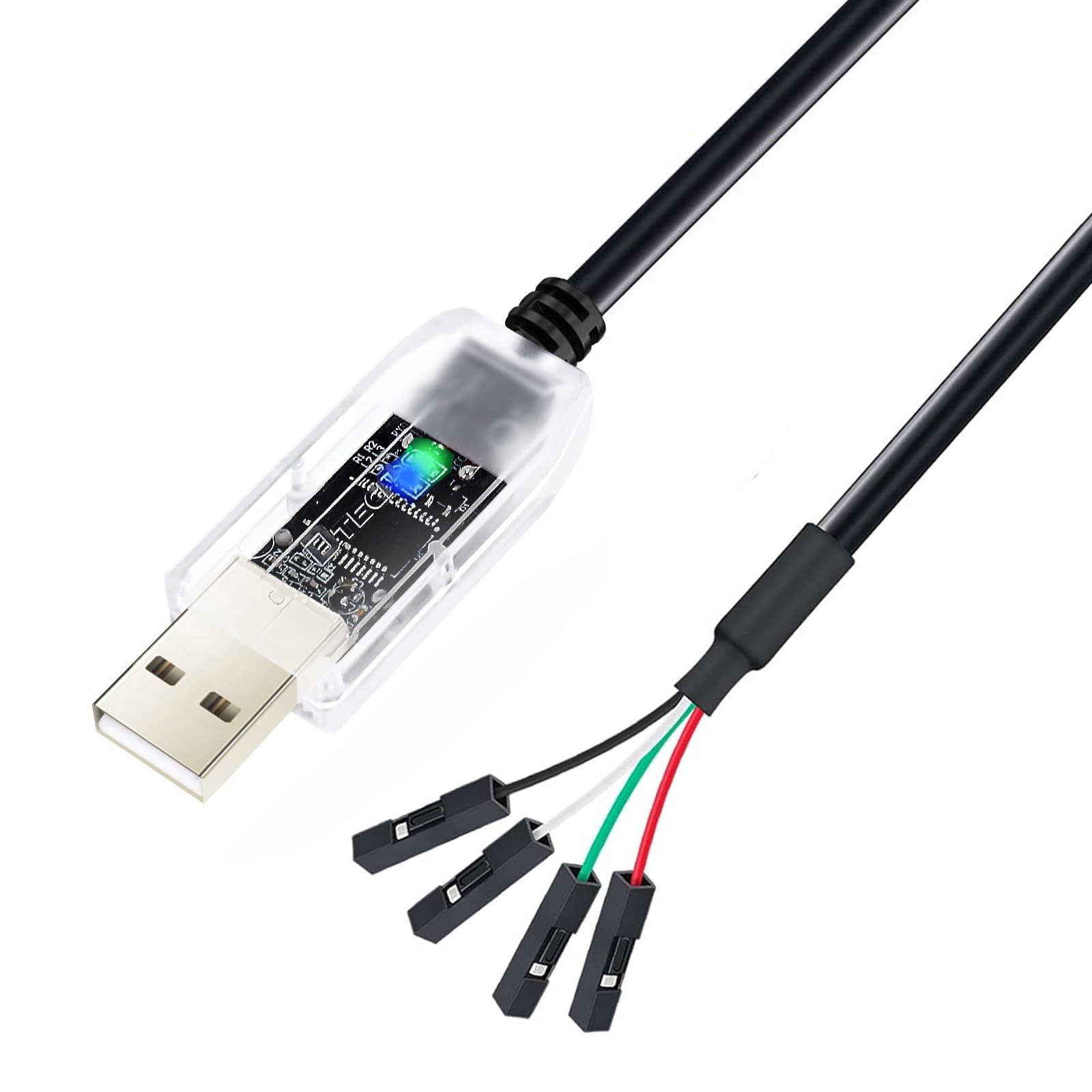 DTECH USB to TTL Serial Adapter Cable 3.3V 4 Pin LED Indicators Prolific Chip...