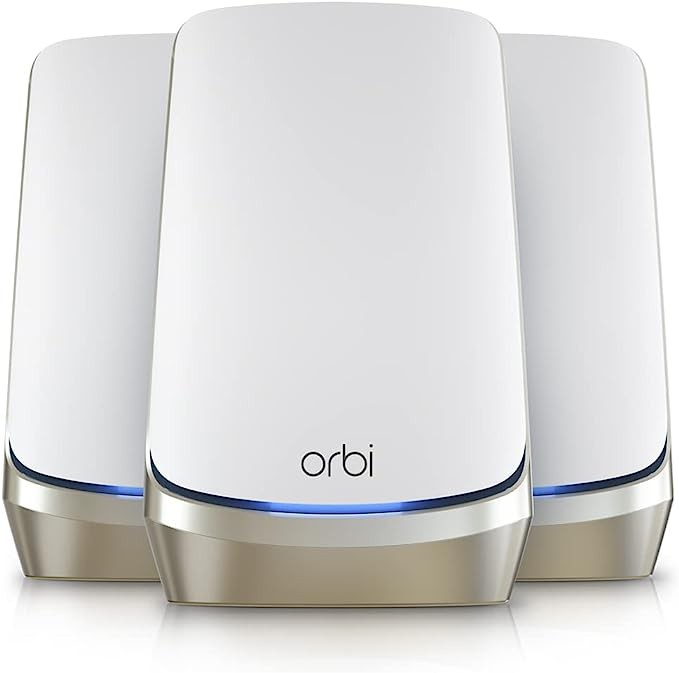 NETGEAR RBKE963-100NAR Orbi 960 AXE11000 Quad-Band Mesh 6E System 3-Pack - White