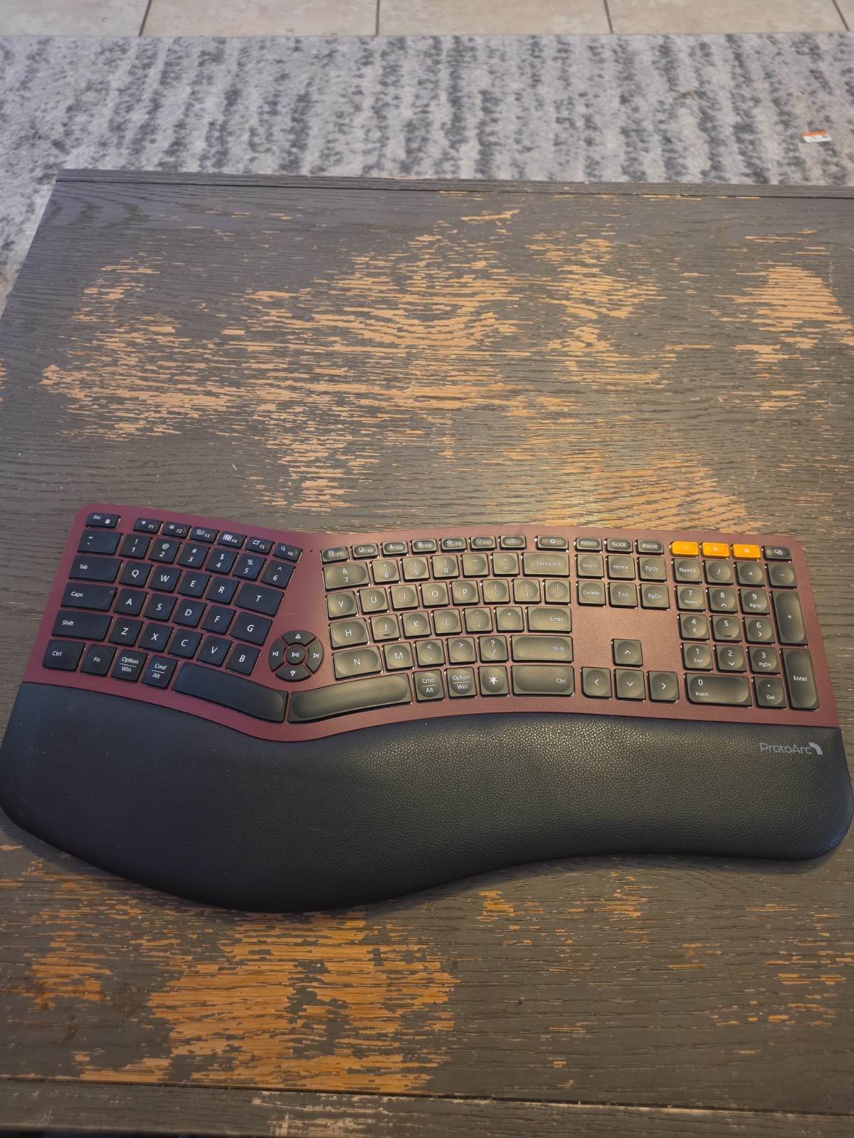RED ProtoArc EK01 Plus Ergonomic  Keyboard USB Wireless 