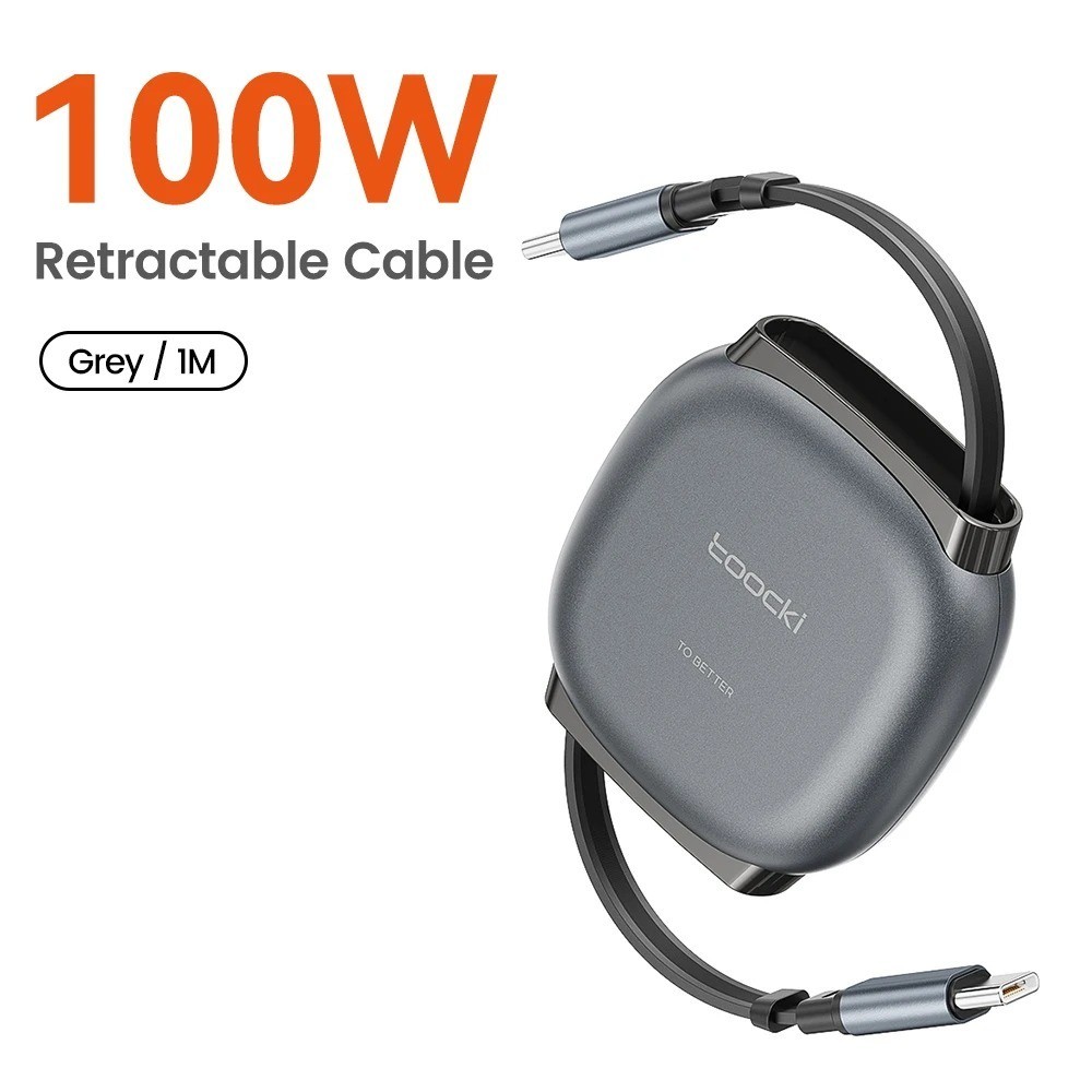 Toocki 100W Retractable USB-C Cable Fast Charging Data Cord Mini Portable