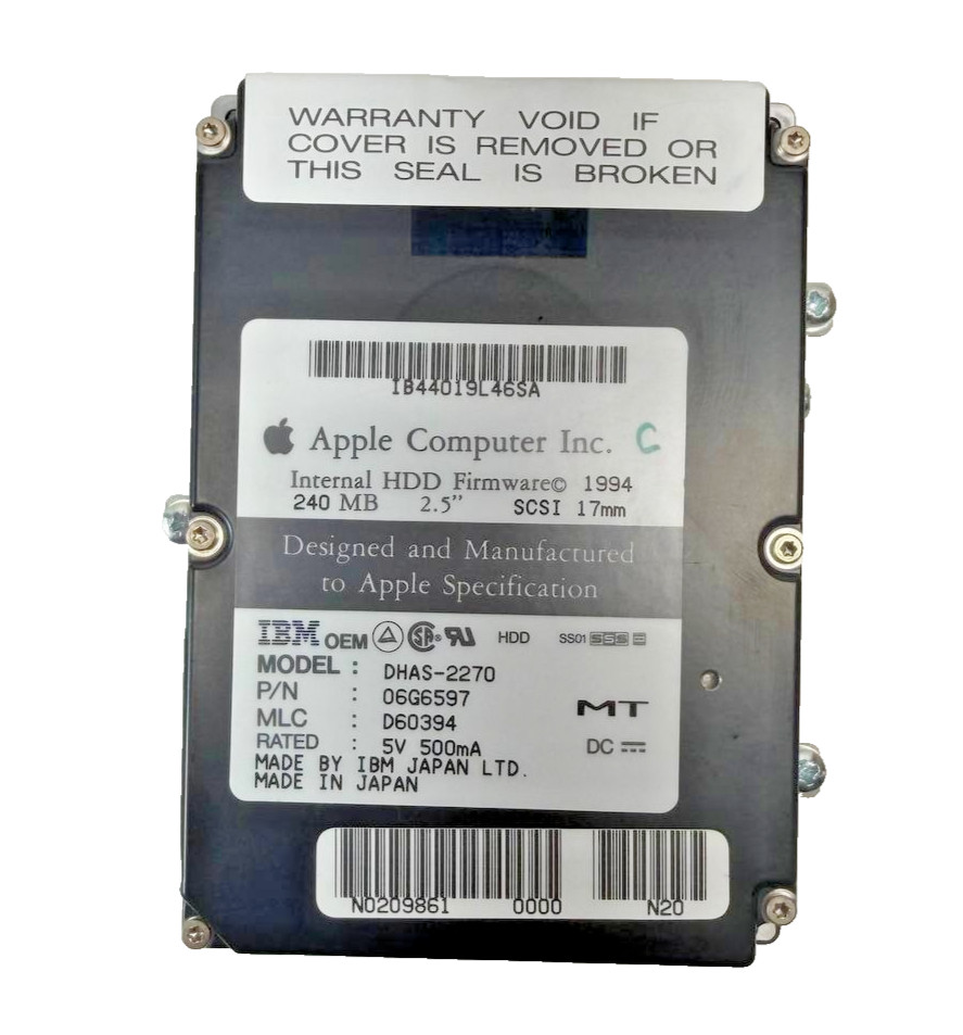 Apple LaserWriter 16/600 PS Internal Hard Disk Drive 240MB 2.5" SCSI M3297G/A