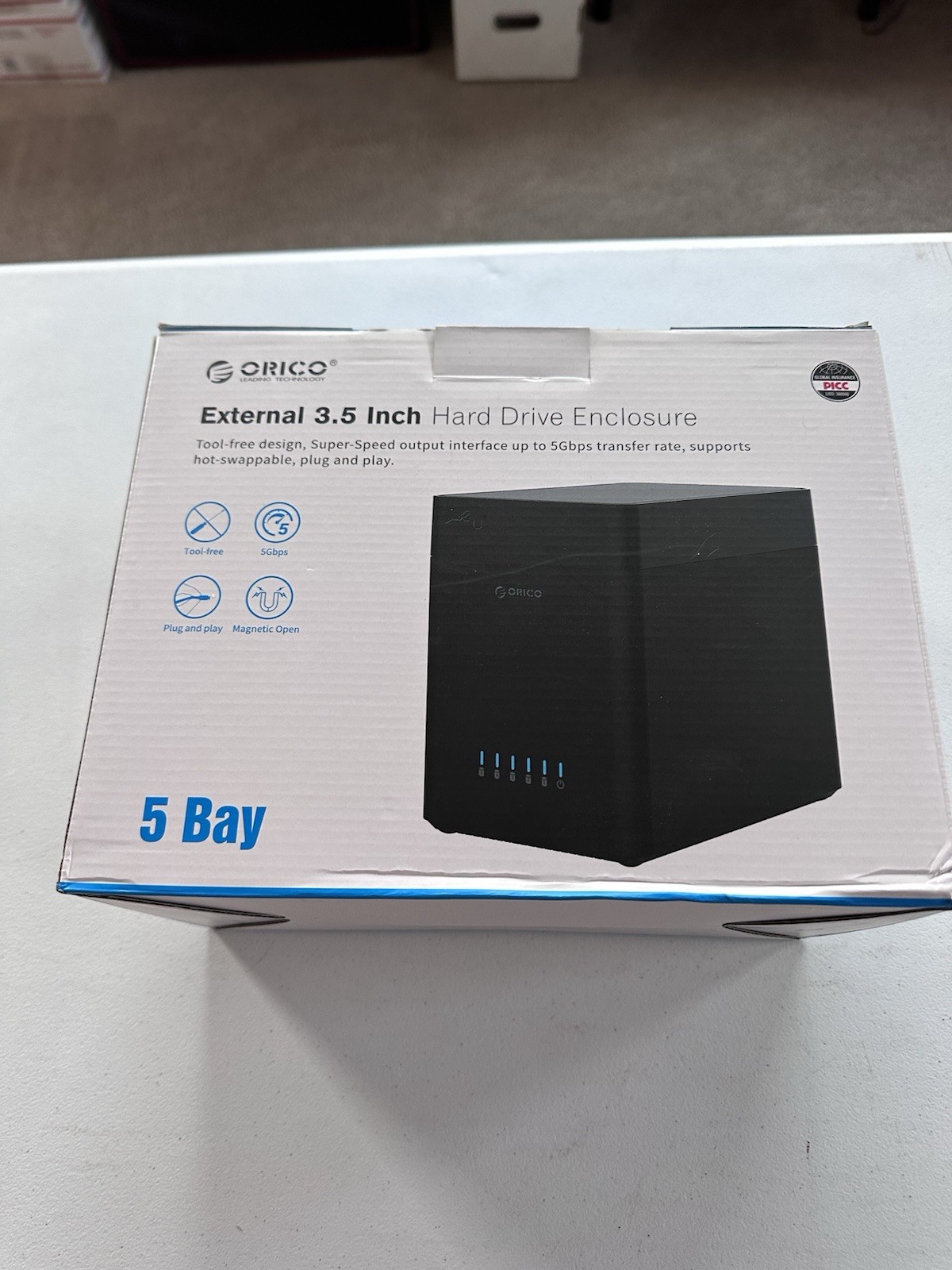 ORICO DS500U3 External 3.5 Inch Hard Drive Enclosure Five 5 Bay 5Gbps Transfer +