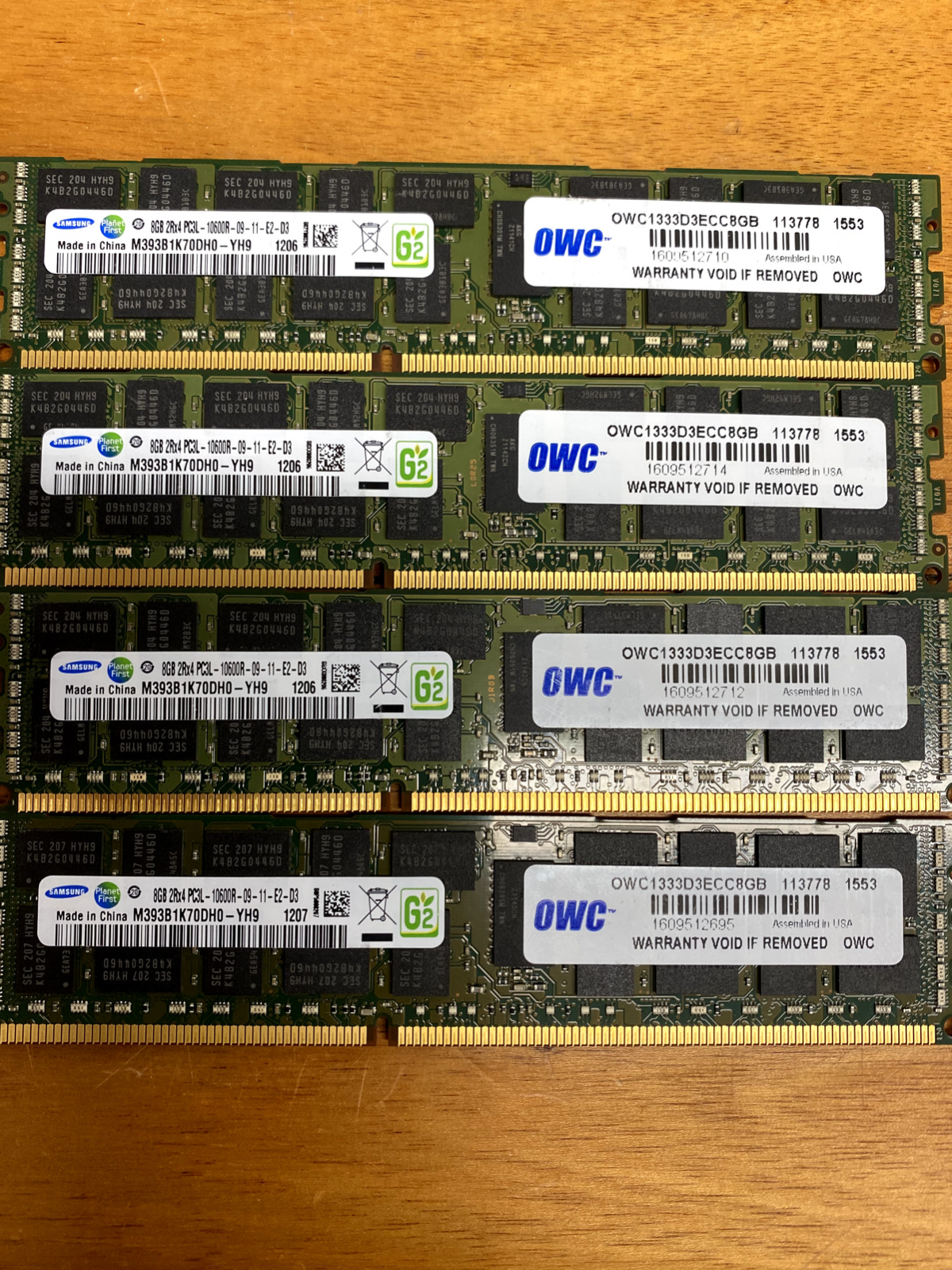 32 gig kit lot of 4x 8GB OWC DDR3 1333MHz ECC Memory/ Mac Pro 4,1  5,1 *nice*