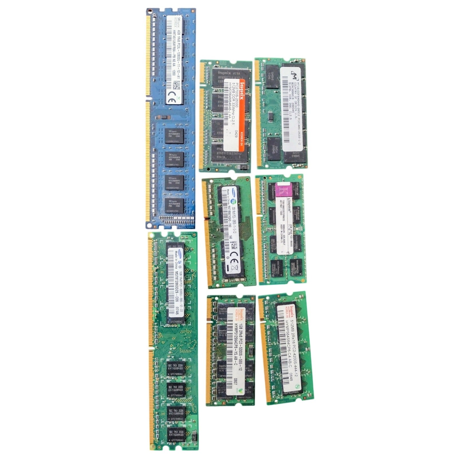 8 Stick Desktop RAM Lot - DDR3 & DDR2 - Samsung Kingston Hynix Crucial 20GB