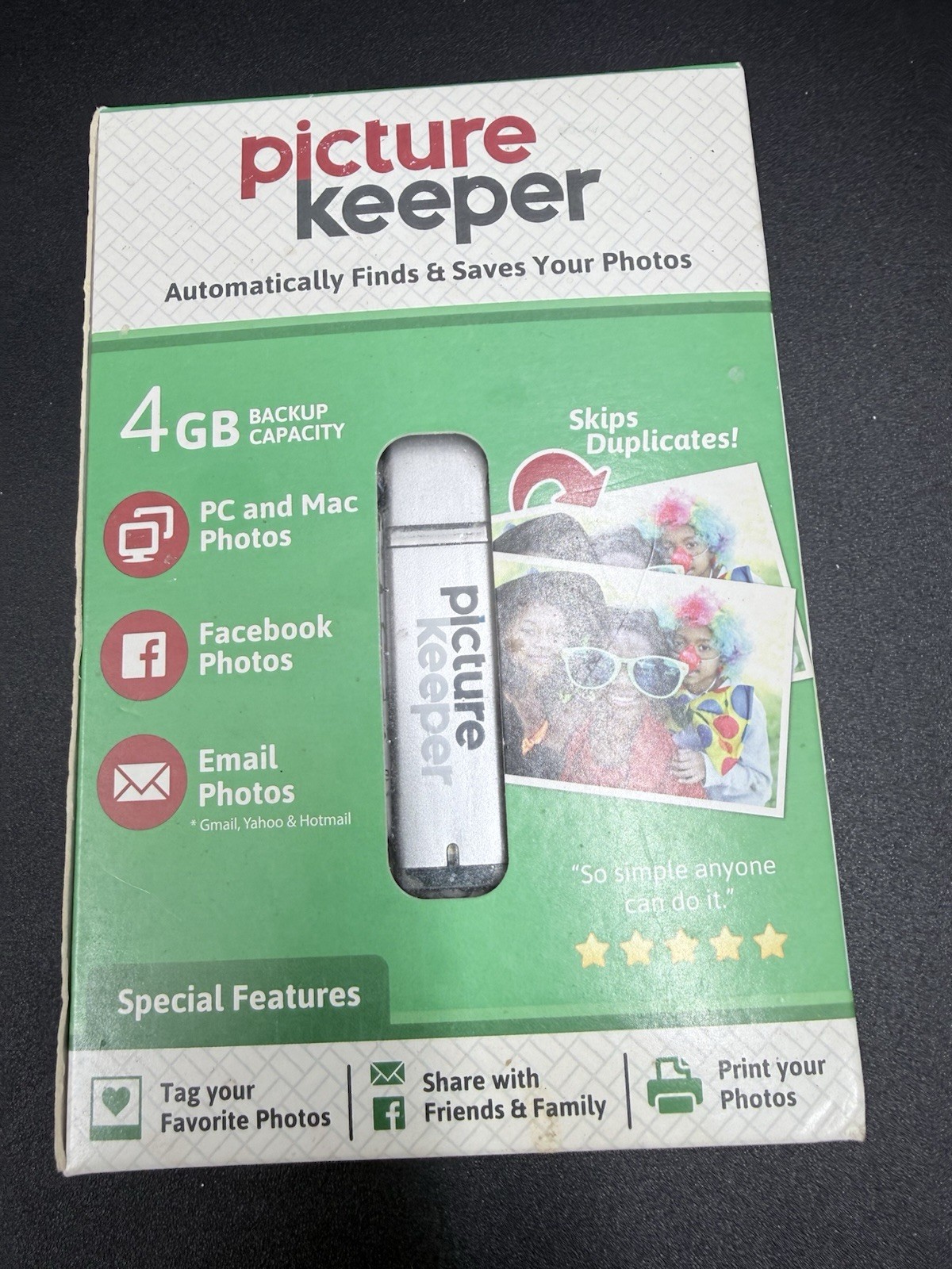 Picture Keeper Photo & Video USB Flash Drive for Mac and PC Computers, 4GB Thumb