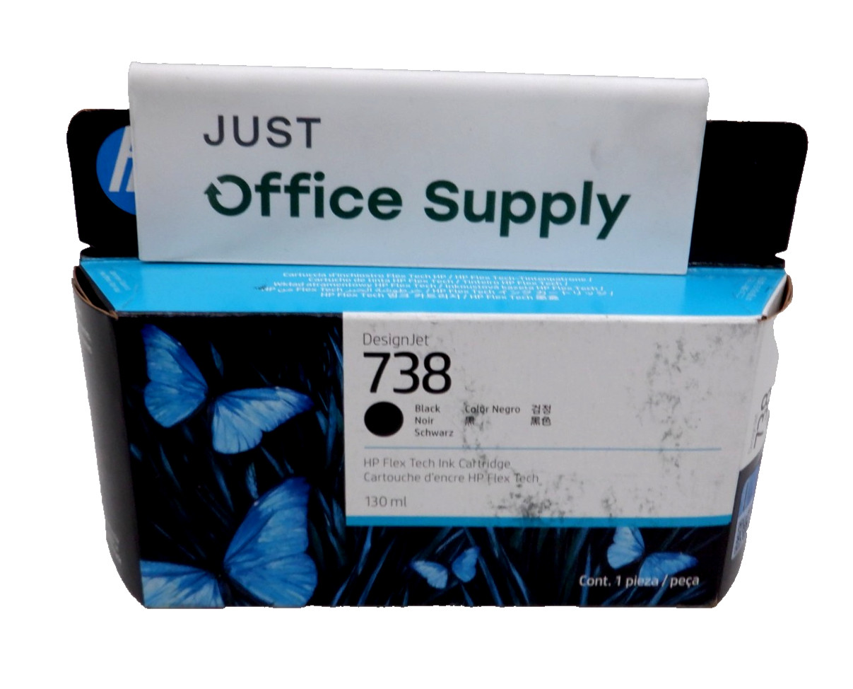 Genuine HP 738 Black 498N4A 130ml Flex Tech Ink Cartridge Exp 2026 