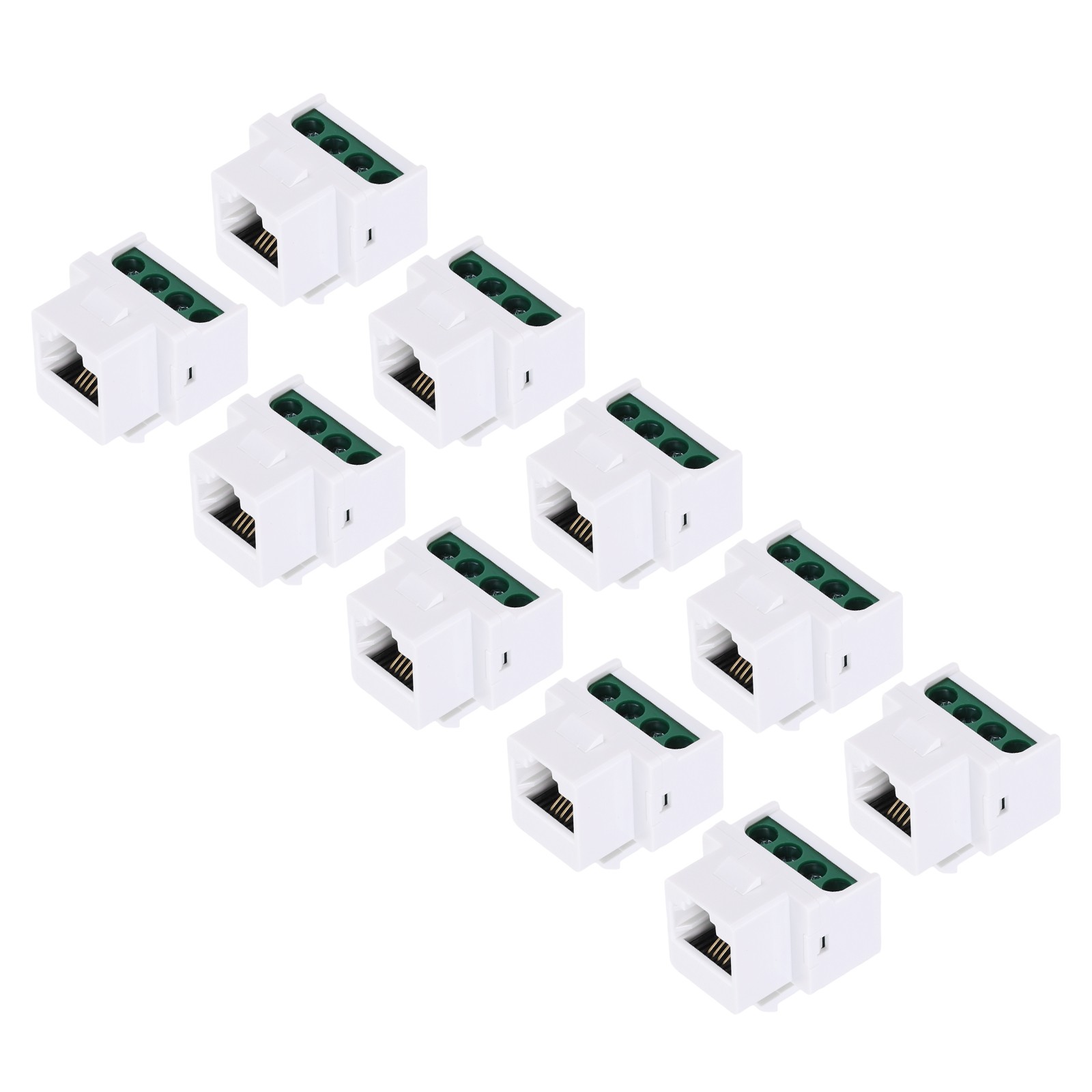 10 Pack RJ11 Cat 3 Telephone Jacks with Screw Terminal to RJ11 6P4C Female White