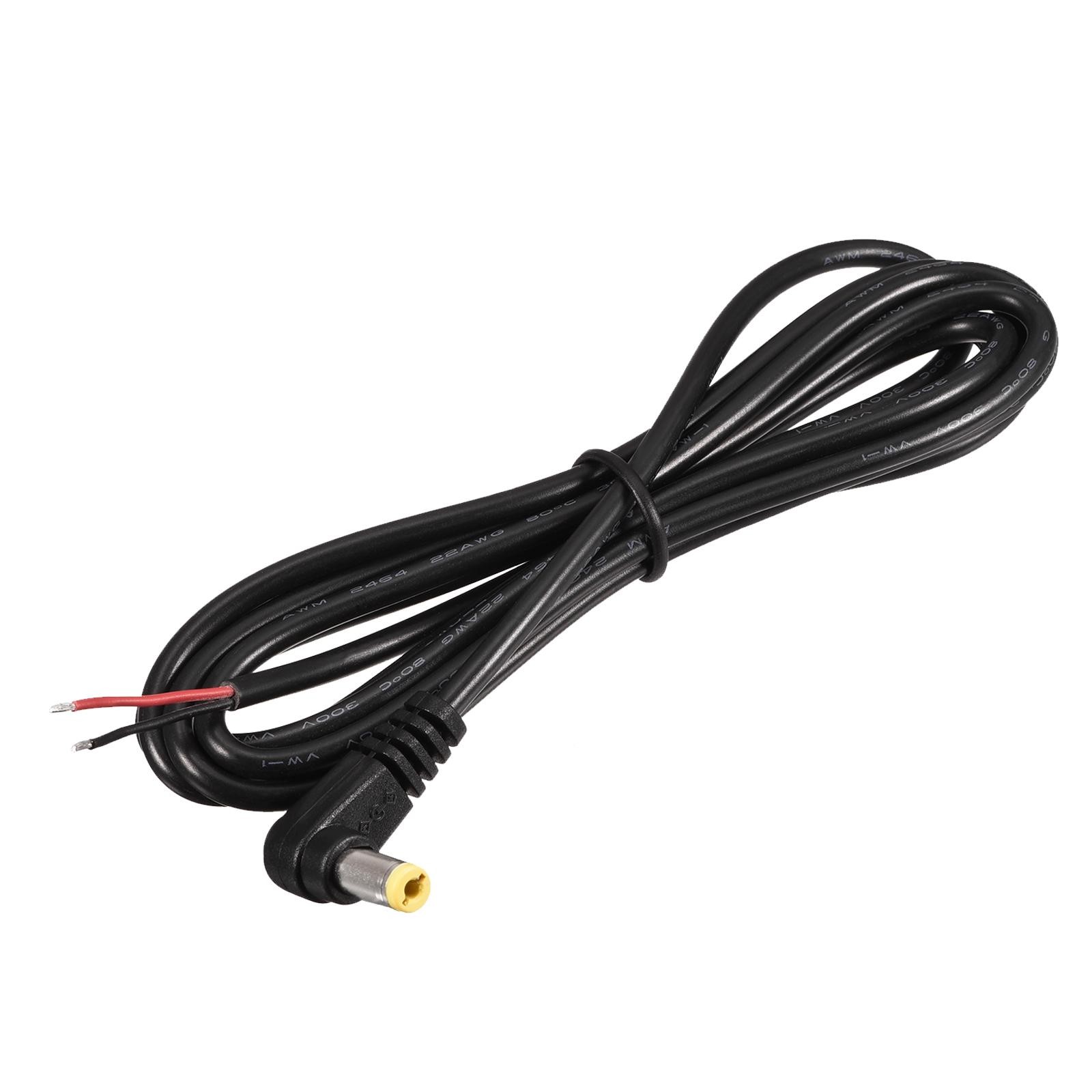 5.5mm x 2.1mm DC Power Extension Cable 90 Degree Angle Male Plug 1.5m 4Pcs