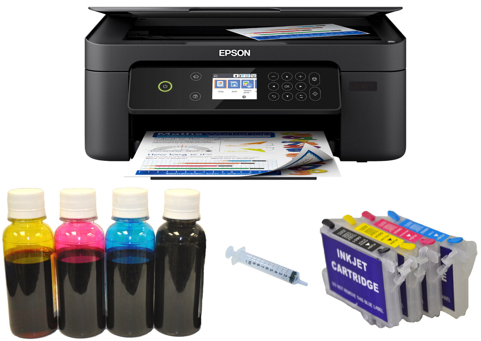 New XP-4100 Wireless Printer 400ml Sublimation Ink System Kit Paper Set Bundle