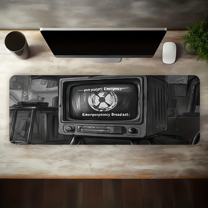 1pc Large Size Esports Gaming Mouse Pad, Retro TV Apocalypse Style Scene Desig