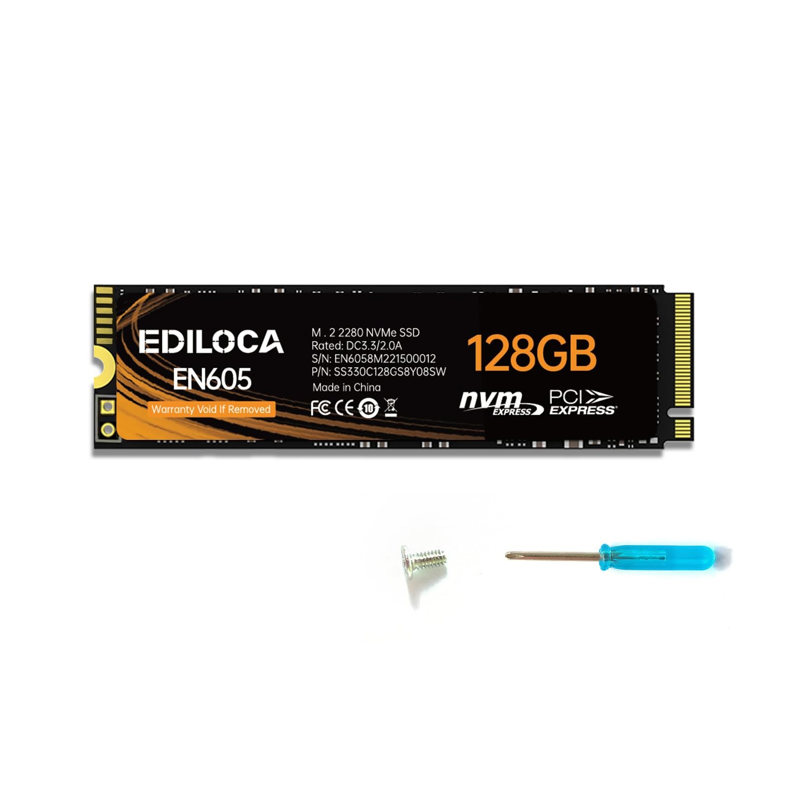 EN605 128GB M.2 SSD, NVMe1.3 PCIe Gen3 x4 SSD Internal Hard Drive, M.2 2280 -...