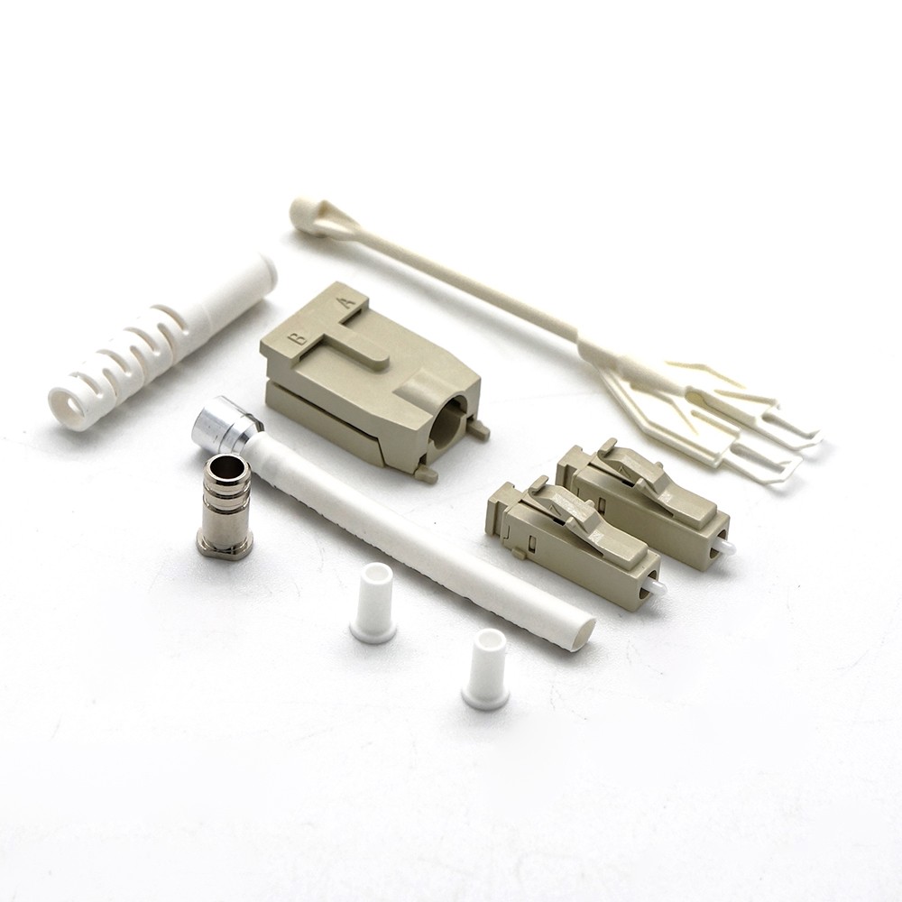 5 Pack of LC/UPC MM OM1 DX Uniboot Pull-push Tab Connector 3.0mm Beige-White (10