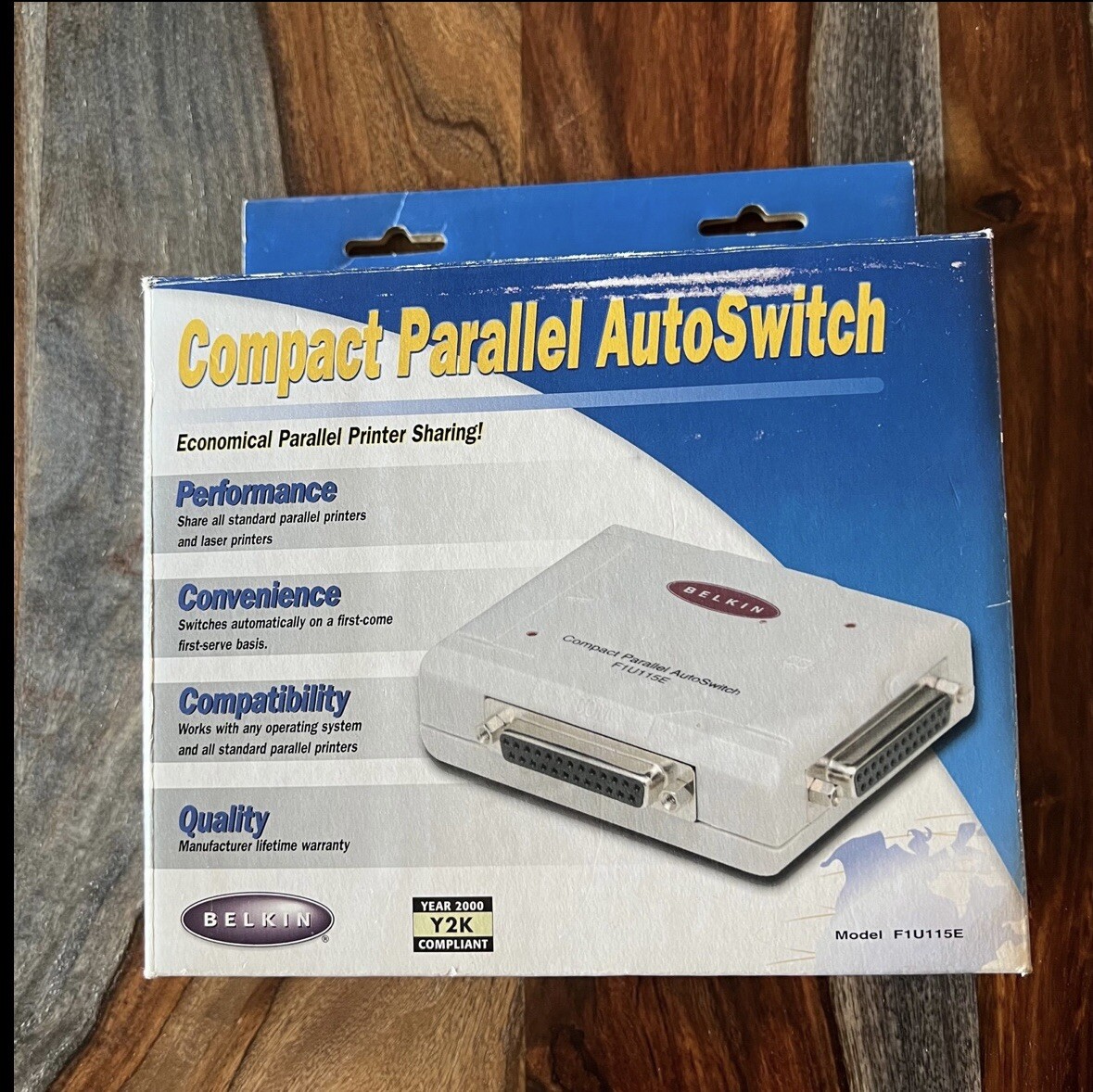 Belkin Compact Parallel Auto Switch F1U115E for Printer Sharing 1999 Y2K