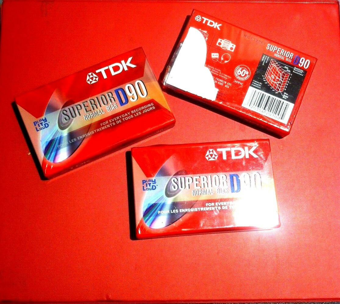 Lot of 3 TDK Superior Normal Bias Blank Cassettes Tapes D90  
