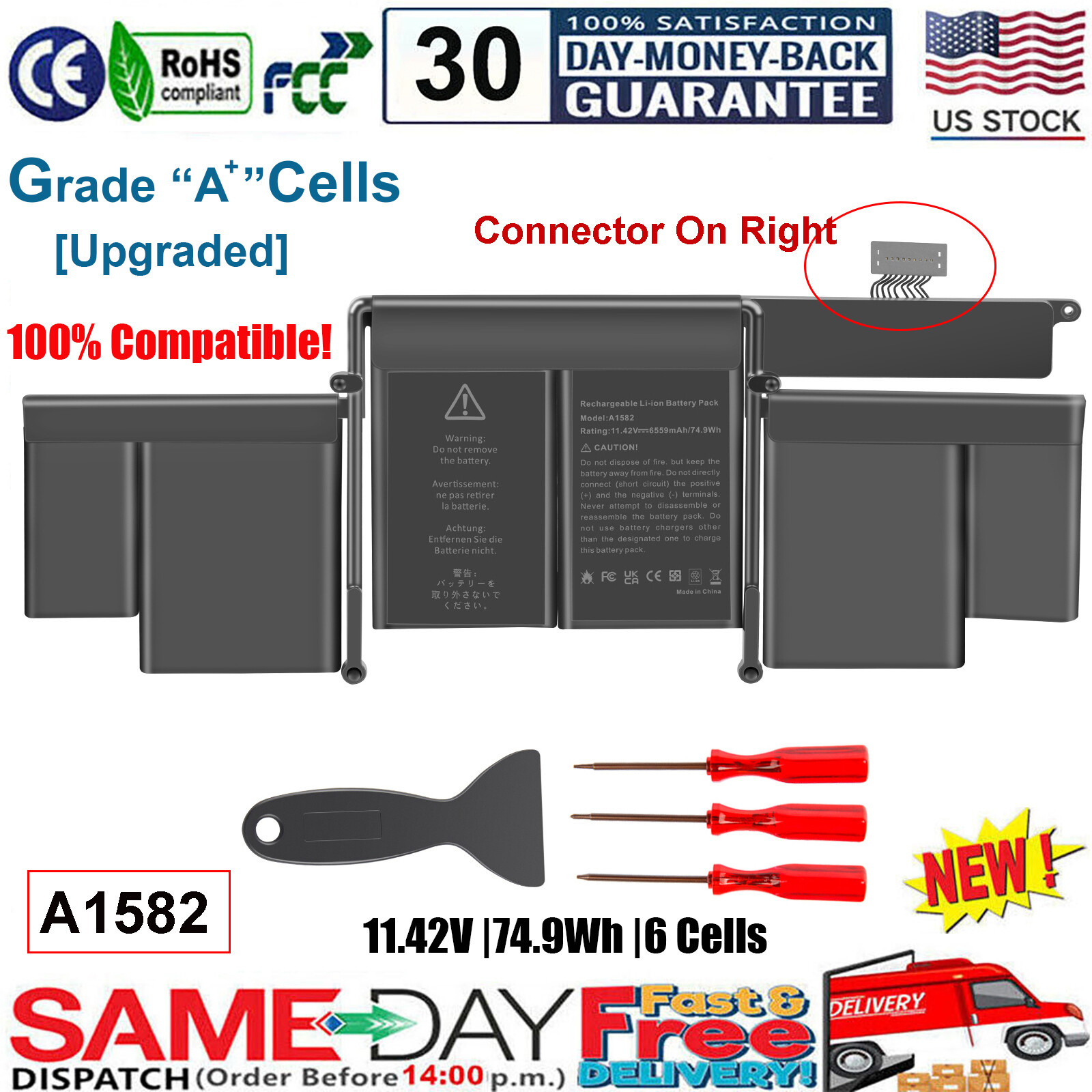 ✅LOT A1582 A1502 Battery for MacBook Pro 13'' A1502 Retina Mid 2014 Late 2013