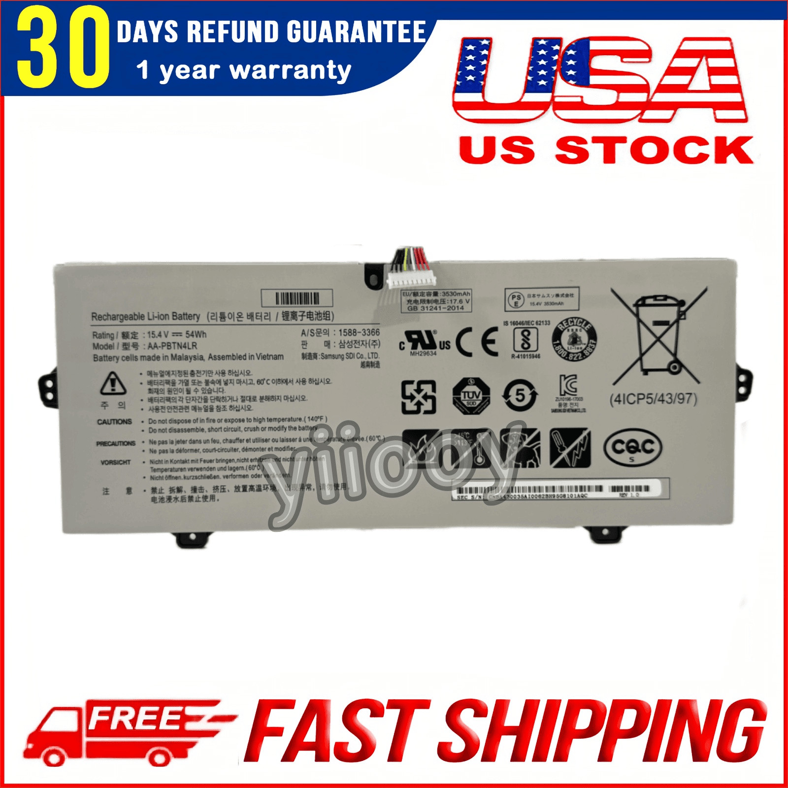 New OEM AA-PBTN4LR Battery for Samsung Notebook 9 NP940X5N NP940X3M NP940X3N