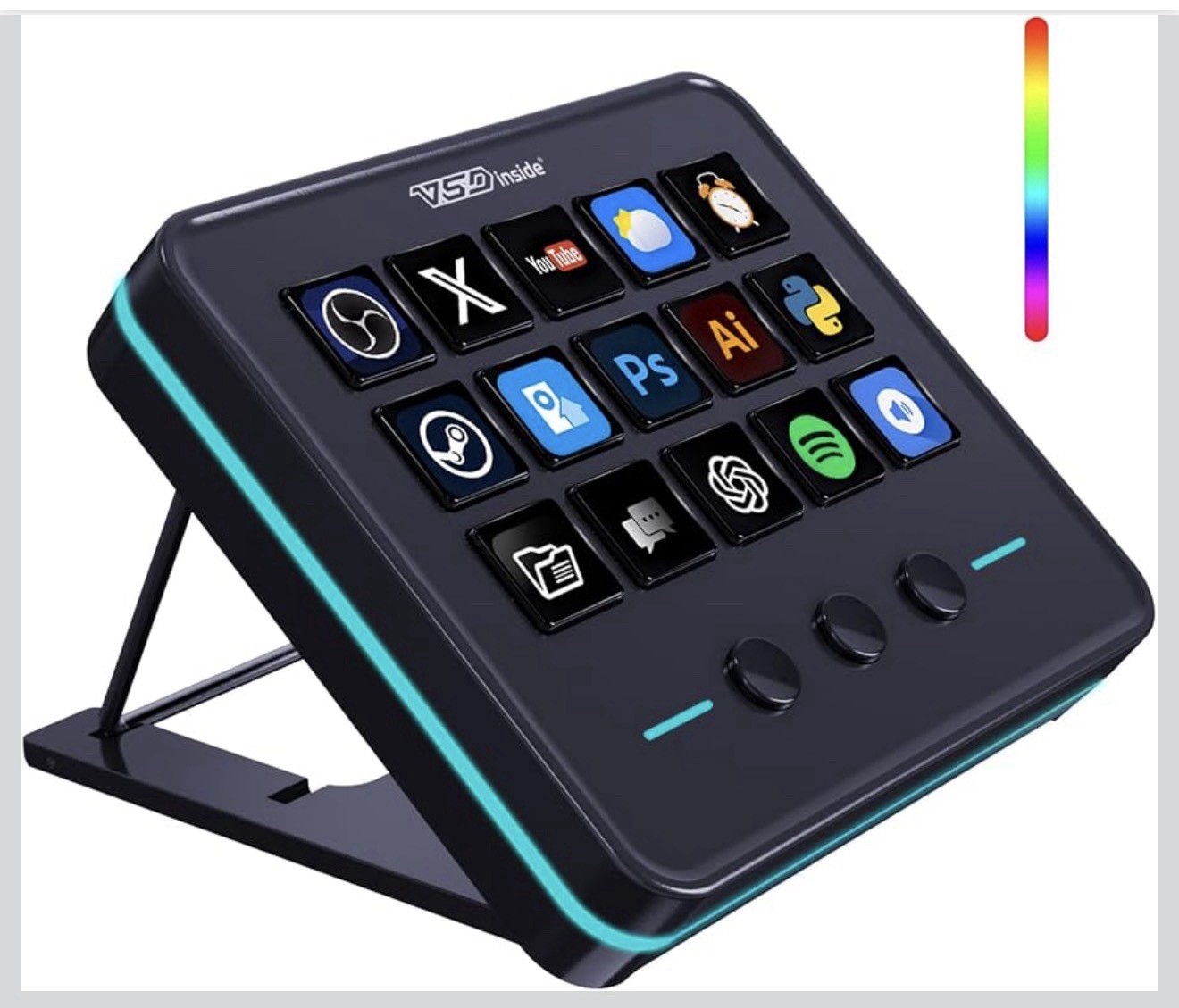 VSDINSIDE Macro Keypad, Stream Controller Deck Gaming Streaming ST, Black