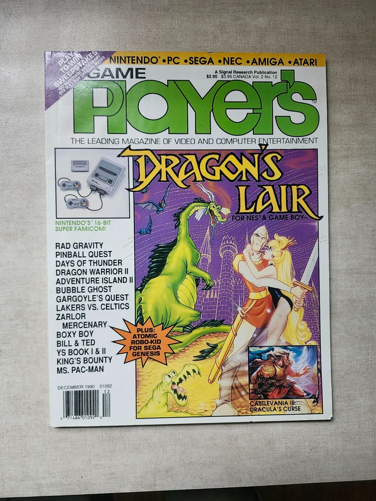 Game Players Magazine Vol. 2 #12 (Dec 1990). Dragon’s Lair