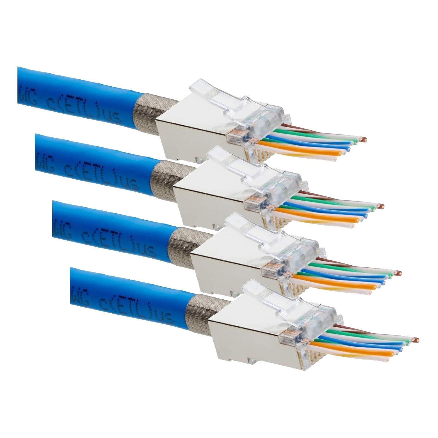 trueCABLE Cat6/6A RJ45 Pass Through Modular Plugs, Shielded (STP) External Gr...