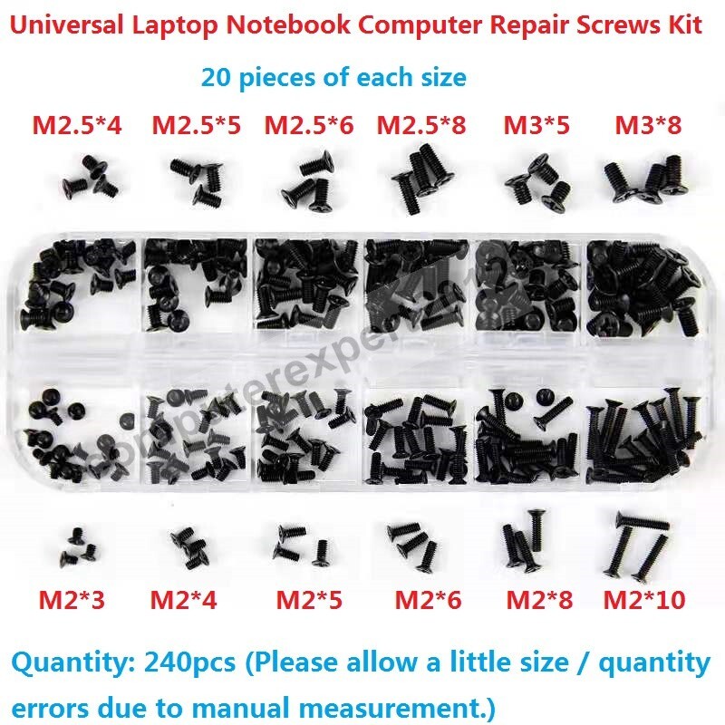 240pcs Laptop Notebook Computer Screw Kit Fit For Toshiba HP Lenovo Gateway MSI
