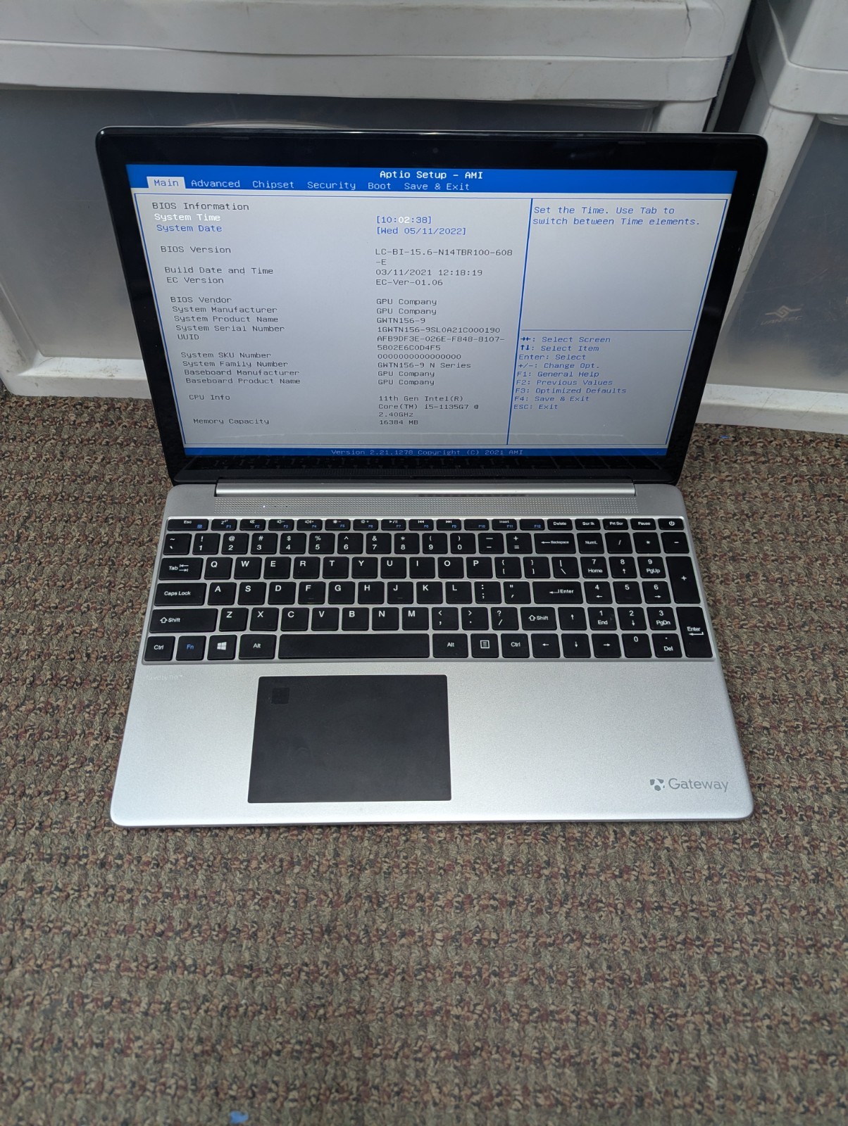 GATEWAY GWTN156-95L (P16031271) i5-1135G7 - 16GB NO SSD/OS/AC