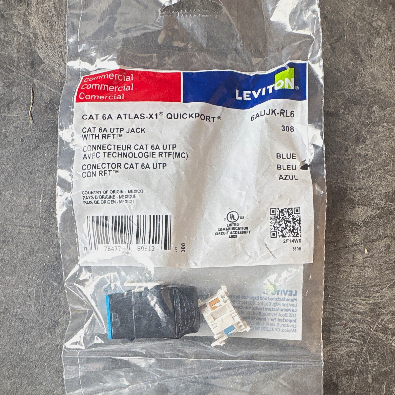 Lot of 34-Leviton Atlas-X1 QuickPort Cat 6A UTP RJ-45 Jack Blue 6AUJK-RL6.