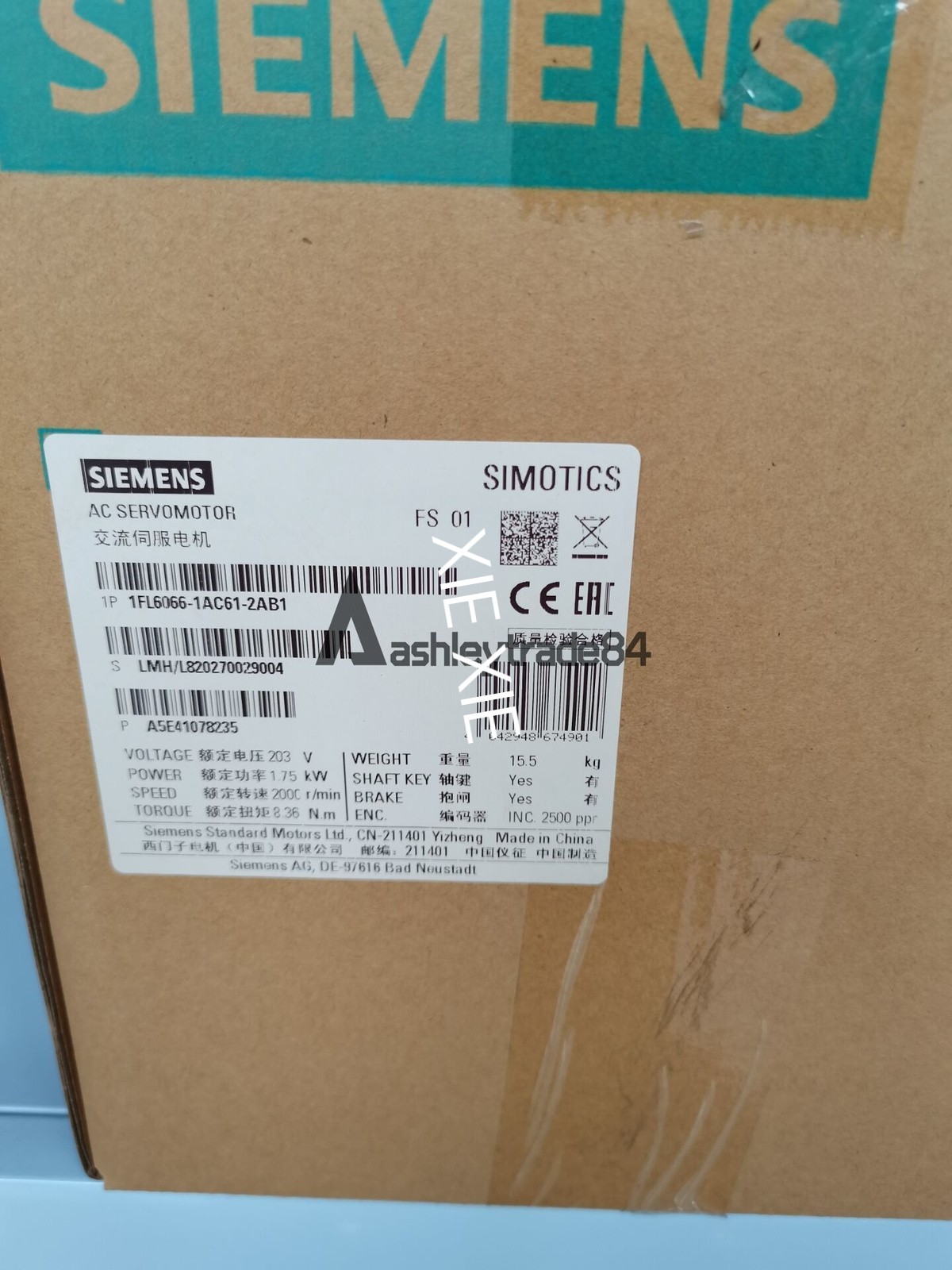 ONE NEW SIEMENS Servo Motor 1FL6066-1AC61-2AB1 shipping Via DHL/Fedex