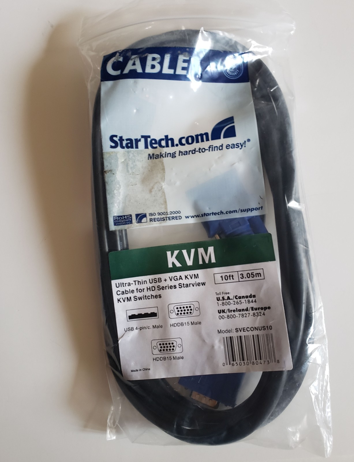 StarTech.com 10 ft Ultra Thin USB VGA 2-in-1 KVM Cable - VGA KVM Cable - USB KVM