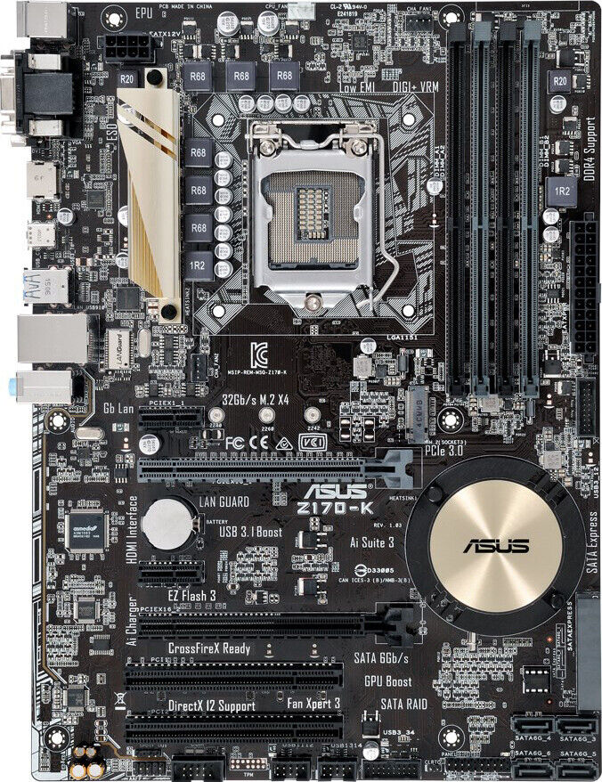 FOR ASUS Z170-K Intel Z170M/DDR4/LGA1151 Motherboard Test ok USB3.0 SATA3