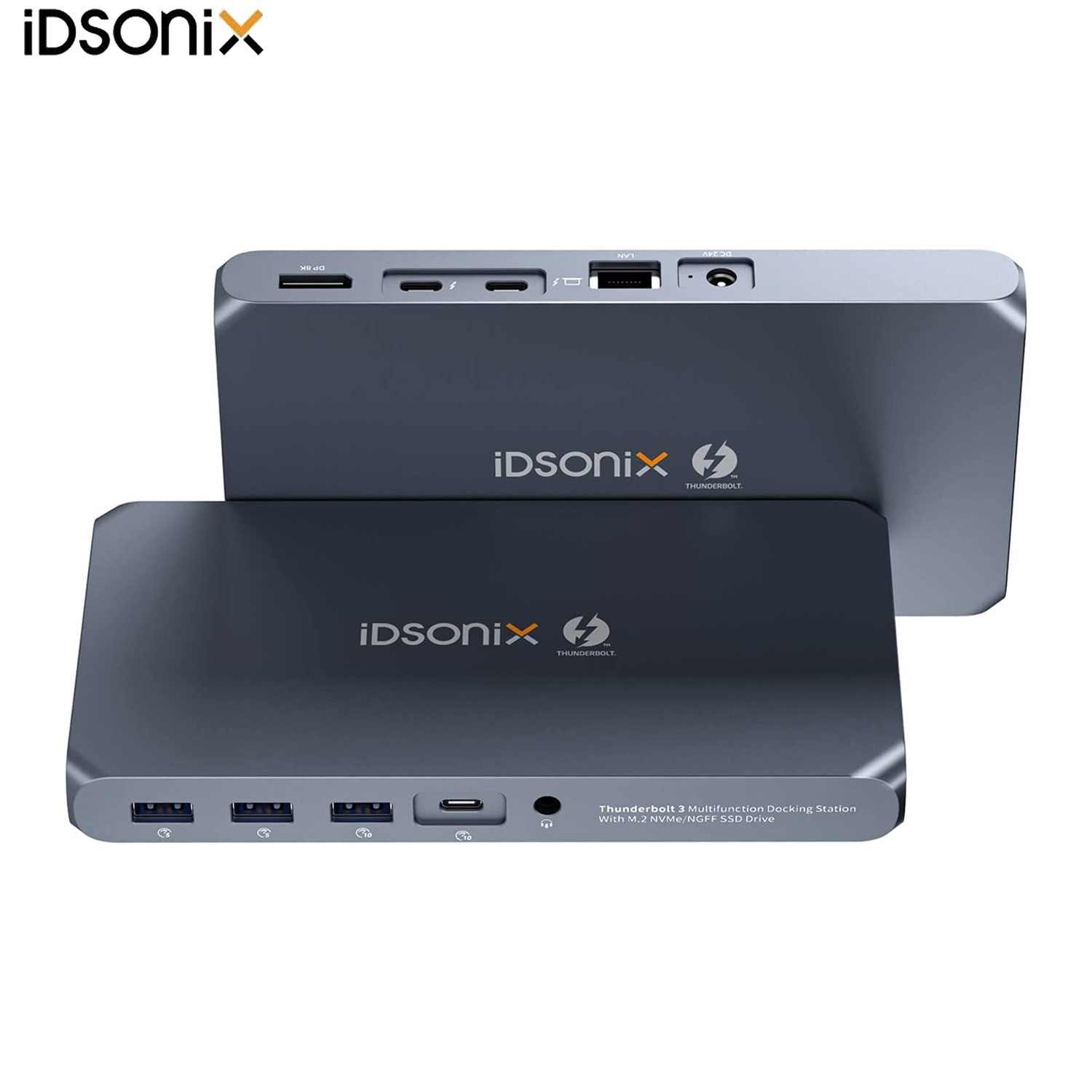 2Bay Thunderbolt 3 HUB M.2 NVMe/NGFF USB-C Docking Station Aluminium Ultra HD 8K