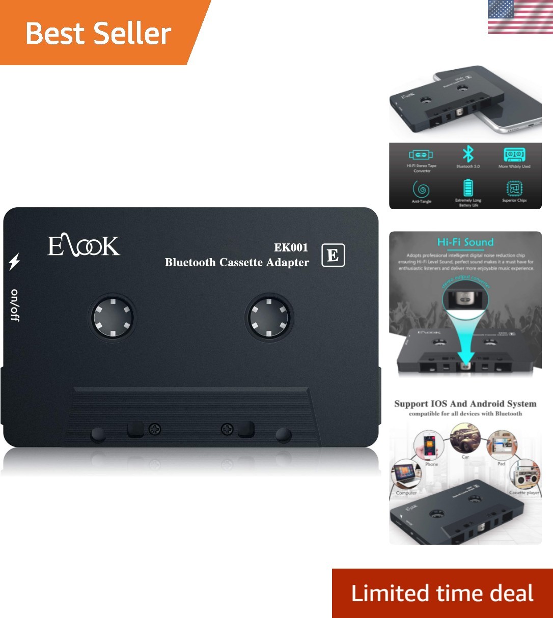 Bluetooth Cassette Audio Adapter with 5.0 Tech -  Sound for Vintage Cars